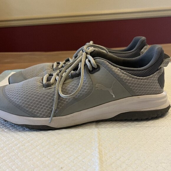 PUMA FUSION GRIP MENS GREY BLUE LACE UP LOW TOP GOLF SHOES...